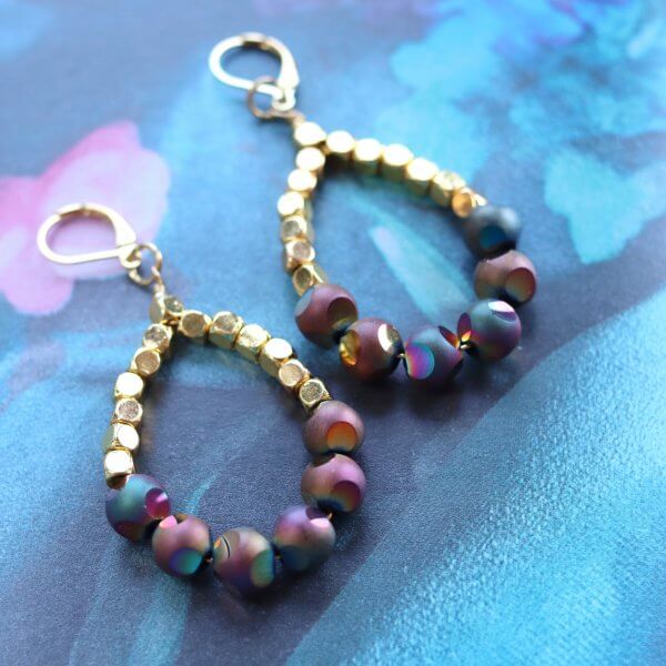 Bronze and Gold Dangle Earrings