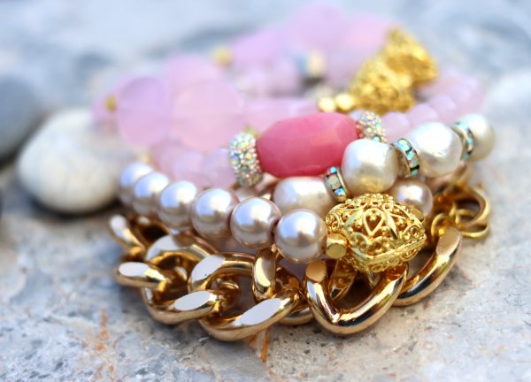 Pink Gold Chunky Bracelet Set