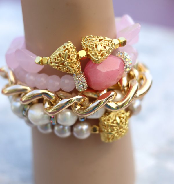 Pink Gold Chunky Bracelet Set